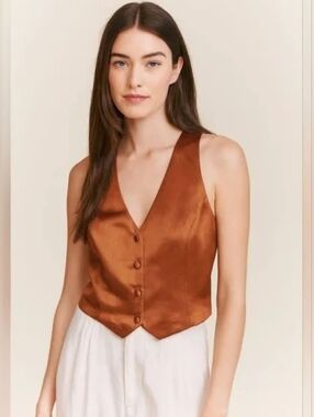 Jason Wu Satin Vest in Rust